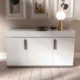 Modern Mara White 140cm 3 Door Medium Buffet Sideboard with Metal Handle thumbnail