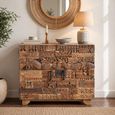 Omao Carved Mango Wood 90cm 2 Door Small Sideboard