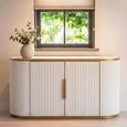 Tivoli Curved Fluted Sideboard - 2 Door - with Gold Trim - White - Ceramic