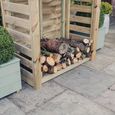 Heavy Duty Slatted Garden Log Store - 5x4 - Redwood