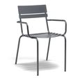 Oslo Garden Stacking Dining Armchair - Grey Metal