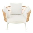 Joa Outdoor Chair - Natural and White - Rattan and Metal