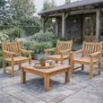 Patrick Garden Dining Armchair - Set of 2 - Slatted - Natural - Teak Wood