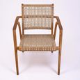 Stacking Anya Garden Dining Armchair - Set of 2 - Natural - Rattan and Teak Wood