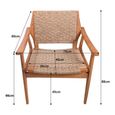Stacking Silla Garden Dining Armchair - Set of 2 - Natural - Rattan and Teak Wood