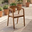 Lenzo Garden Dining Chair - Set of 2 - Curved Back - Natural - Teak Wood