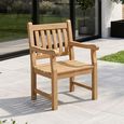 Patrick Garden Dining Armchair - Set of 2 - Slatted - Natural - Teak Wood