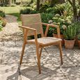 Stacking Anya Garden Dining Armchair - Set of 2 - Natural - Rattan and Teak Wood