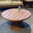 Cindo Outdoor Coffee Table - Round - Slatted Base - Natural - Teak Wood