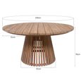 Cindo Garden Dining Table - 150cm - 6 Seater - Round - Slatted Base - Natural - Teak Wood