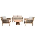Bilbao Garden Lounge Sofa Set - Round Coffee Table - Teak Wood