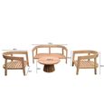 Bilbao Garden Lounge Sofa Set - Round Coffee Table - Teak Wood