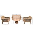 Malaga Garden Lounge Sofa Set - Round Coffee Table - Teak Wood