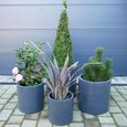 Garden Planter - Set of 4 - Round - Blue - Fibre Clay
