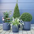 Garden Planter - Set of 4 - Round - with Saucers - Blue - Fibre Clay