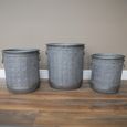 Garden Planter - Set of 3 - Round - Riveted Detail - Metal