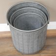 Garden Planter - Set of 3 - Round - Riveted Detail - Metal