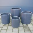 Garden Planter - Set of 4 - Round - Blue - Fibre Clay
