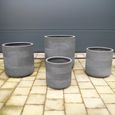 Garden Planter - Set of 4 - Round - Grey - Fibre Clay