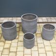 Garden Planter - Set of 4 - Round - Grey - Fibre Clay