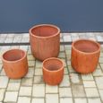 Garden Planter - Set of 4 - Terracotta Effect - Fibre Clay