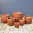 Garden Planter - Set of 6 - Terracotta Effect - Fibre Clay