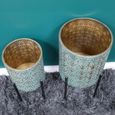 Planter - Set of 2 - Round - Moroccan Style - Metal