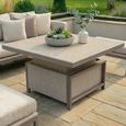 Pulse Square Corner Garden Dining Set - Rising Table - Ceramic Top - Latte