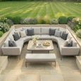 Pulse U Shape Corner Garden Dining Set - Rising Table - Ceramic Top - Latte