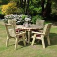 Ergo Garden Dining Set - 4 Seater - Round - Timber Wood