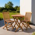 Garden Bistro Chair - Set of 2 - Folding - Natural - Teak Wood