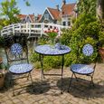 Amsterdam Mosiac Garden Bistro Set - Round - Blue and Black - Metal - 2 Chairs