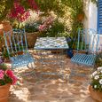 Santorini Mosiac Garden Bistro Set - Square - Blue - Metal - 2 Chairs