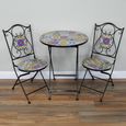 Casablanca Mosiac Garden Bistro Set - Round - Metal - 2 Chairs