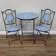Mykonos Mosiac Garden Bistro Set - Round - Blue and Black - Metal - 2 Chairs