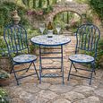 Mosaic Garden Bistro Set - Round - Blue - Metal - 2 Chairs