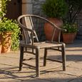 Unique One of a Kind - Outdoor Horseshoe Armchair - Handcrafted - Curved Back - Natural Weathered - Elm Wood