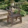 Unique One of a Kind - Outdoor Horseshoe Armchair - Handcrafted - Curved Back - Rustic Brown - Lacquered Pine Wood