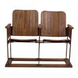 Unique One of a Kind - Distressed Cinema Armchair - 2 Seater - Brown - Wood and Metal