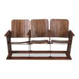 Unique One of a Kind - Distressed Cinema Armchair - 3 Seater - Brown - Wood and Metal