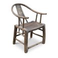 Unique One of a Kind - Outdoor Horseshoe Armchair - Curved Back - Natural Weathered - Elm Wood