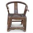 Unique One of a Kind - Outdoor Horseshoe Armchair - Handcrafted - Curved Back - Rustic Brown - Lacquered Pine Wood