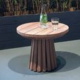 Cindo Outdoor Side Table - Round - Slatted Base - Natural - Teak Wood