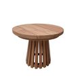 Cindo Outdoor Side Table - Round - Slatted Base - Natural - Teak Wood