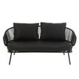 Poa Outdoor Sofa Set - 2+1+1 Seater - Black - Rattan and Metal
