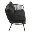Poa Outdoor Sofa Set - 2+1+1 Seater - Black - Rattan and Metal