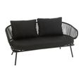 Poa Outdoor Sofa Set - 2+1+1 Seater - Black - Rattan and Metal