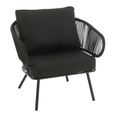 Poa Outdoor Sofa Set - 2+1+1 Seater - Black - Rattan and Metal