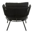 Poa Outdoor Sofa Set - 2+1+1 Seater - Black - Rattan and Metal