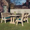 Ergo Garden Table Set - 2 Benches - Redwood